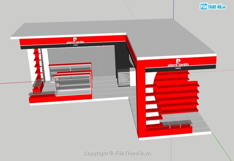 File su showroom 7x7m,Model su showroom Pierre,Sketchup showroom Pierre,File sketchup showroom